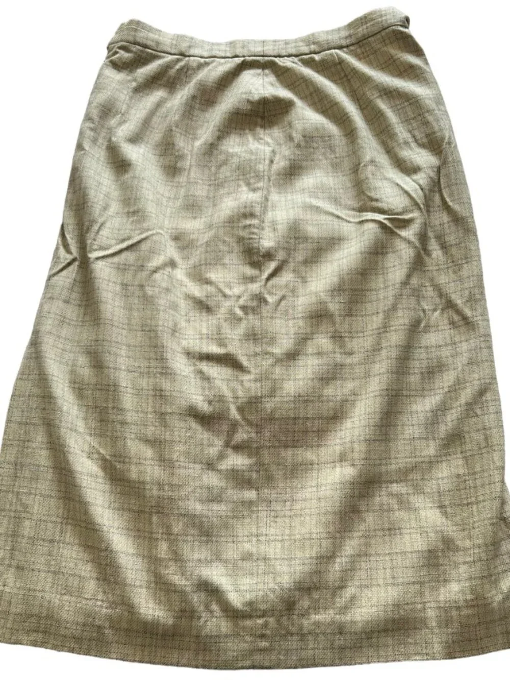 Vintage Burberrys pencil skirt beige plaid print midi size 18